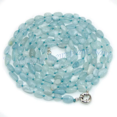 Collar Natural 8-10mm Azul Aguamarina Irregular Forma Libre Piedras Preciosas Cuentas 14-48" Foto 1 de 4
