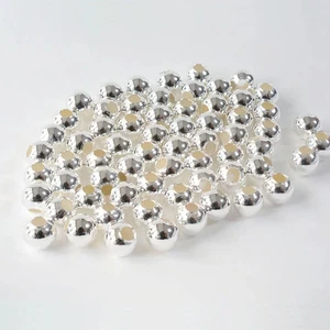 Round Spacer Beads for DIY Jewelry Making Silver Tone Seamless Ball Loose Set - Picture 1 of 18