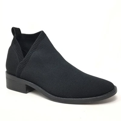 Eileen Fisher Davie Knit Ankle Boots Booties Shoes Womens Size 7 Black Pull On - Image 1 of 4