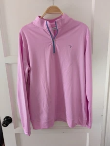Peter Millar Pink 1/4 Zip Pullover Lightweight Sandpiper Bird Birdy Large - Picture 1 of 5