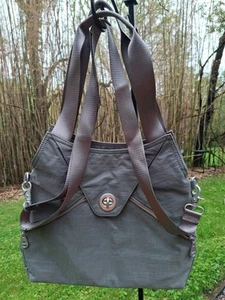Baggallini Grey Nylon Crossbody Messanger Travel Bag Purse Laptop Organizer M Sz - Picture 1 of 24