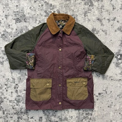 Jaqueta de cera Barbour Beadnell meninas crianças tamanho grande 10-11 colarinho de veludo floral - Imagem 1 de 4