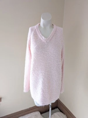 Suéter Difuso Vintage Años 90 Para Mujer XL Rosa Pastel Bouche Gran Tamaño Cuello en V Casa de Campo Foto 1 de 4
