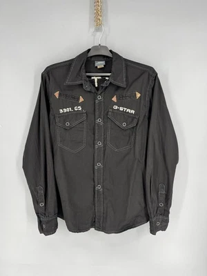 Vintage G-Star Black Button-Up Shirt L 3301.GS Embroidered Logo Workwear Utility - Image 1 of 4