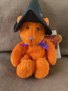 Rare Vintage Gotta Getta Gund Tiny Treats Halloween Orange Bear Ca. 7" - Bild 1 von 10