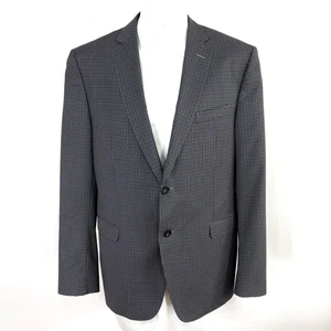 Z Zegna US 44 R / EUR 54 100% Wool Check Sport Coat Jacket Blue Brown MINT - Picture 1 of 6