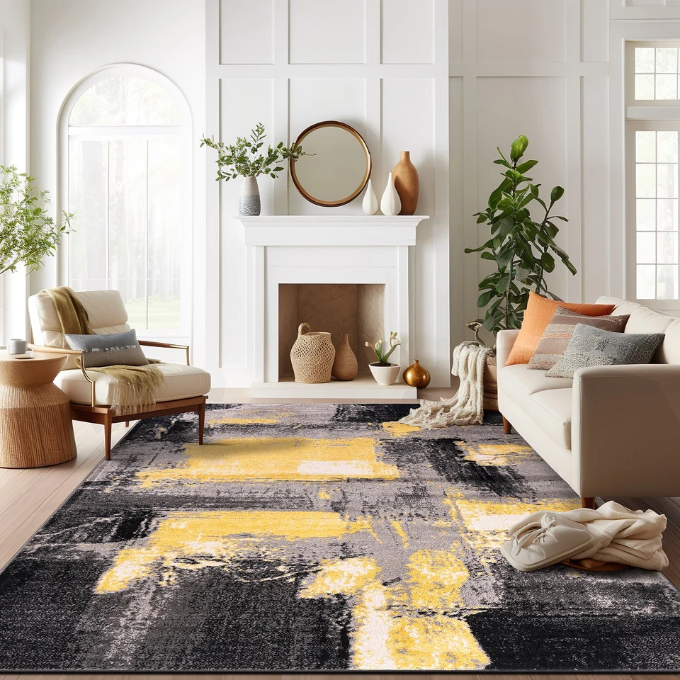 Rugshop 8X10 Alfombras de área Alfombras de acuarela abstractas contemporáneas para sala de estar Nuevas Foto 1 de 4