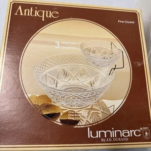 Vintage Luminarc by J.G Durand "Antik" geschliffenes Kristall Chip und Dip Schale, 3 Stück - Bild 1 von 5