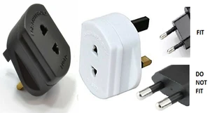 2 Pin To 3 Fused Adaptor UK Plug For Shaver / Toothbrush Adapter Euro - Picture 1 of 3