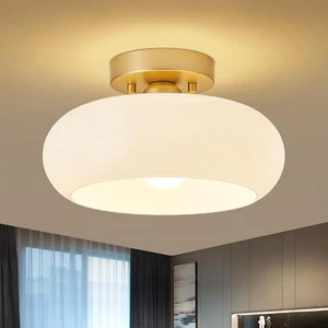 Mid-Century Modern Gold Semi Flush Mount Ceiling Light, Kitchen Ceiling Light Fi - Picture 1 of 9