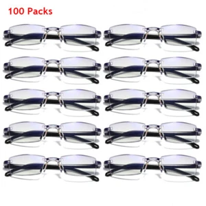 100 Packs Mens Reading Glasses Rimless Blue Light Blocking Readers lot +1.0~4.0 - Picture 1 of 17