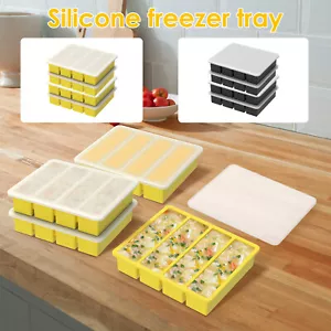 4 Pcs Silicone Freezer Tray Flexible Soup Freezer Molds with Lid Easy lewzK - Picture 1 of 22