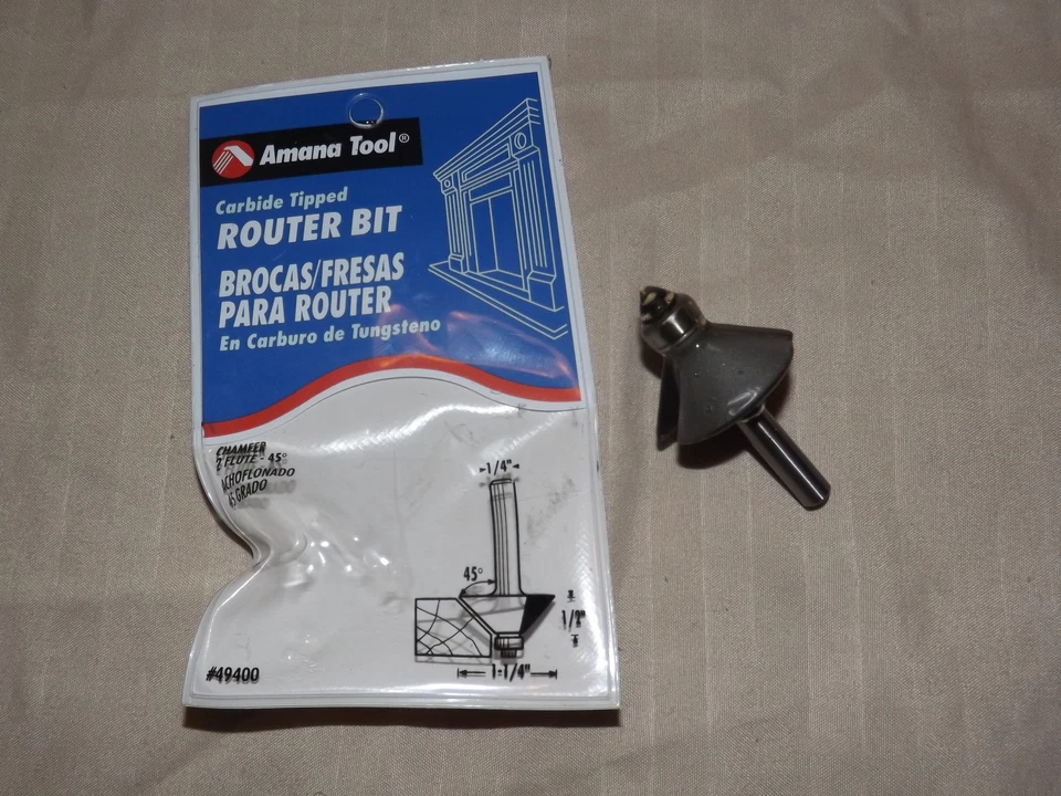 Chamfer Router Bit # 49400 Amana Tool 2 Flute in Package