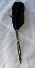 Ornate Quill Pen Silver In Color With Black Feather Marked 048