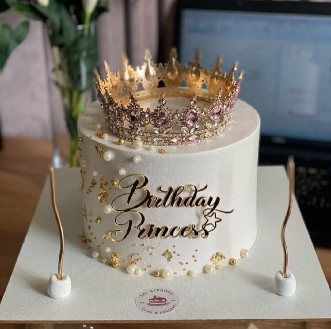 Gold Princess Crown Cake Topper