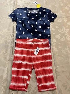 Old Navy Boys Size 6 Blue Red Pajama Set With Tshirt And Shorts NWT! A2718 - Picture 1 of 3