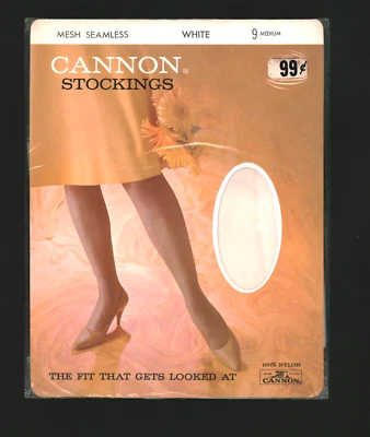Medias ligueras de nailon sin costuras de malla Cannon color blanco 9 medianas años 60 Foto 1 de 2