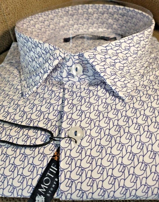 NWT Stone Rose men's size 7(3XL)Short sleeve button down Shirt Fancy Peace Sign - Image 1 of 4