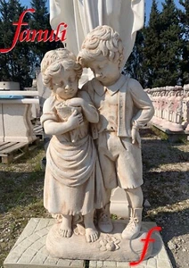 COPPIA DI PUTTI GARDENIA IN CEMENTO BIANCO E POLVERE DI MARMO, BIMBI, BAMBINI MO - Foto 1 di 3