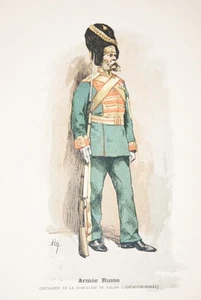 ARMEE RUSSE-GRENADIER COMPAGNIE DU PALAIS DOREE GRAVURE COULEURS 1890-R924 - Picture 1 of 1