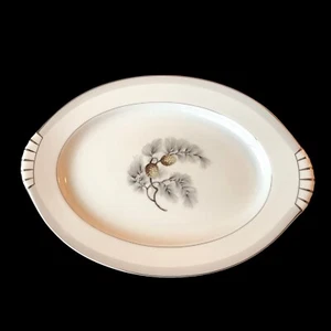 VTG Kent China Silver Pine Japan 13” Oval Serving Platter / Plate Silver Trim - Picture 1 of 10