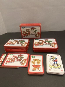 2 Sets Playing Cards Tin Box 1986 Christmas Around The World - Picture 1 of 4