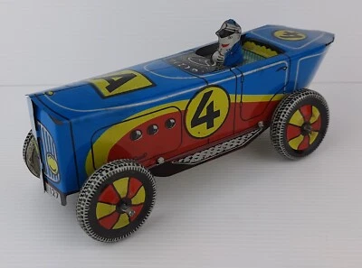 TIN TOY - UFUK BUGATTI RACING CAR R.Y 127 BOATTAIL - TURCHIA - VINTAGE - Immagine 1 di 4