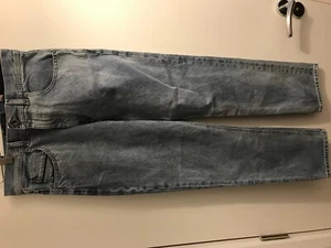 Jeans blu lavaggio Diesel neri e oro, tipo 159 carota/vita alta UK 28 unisex - Foto 1 di 6