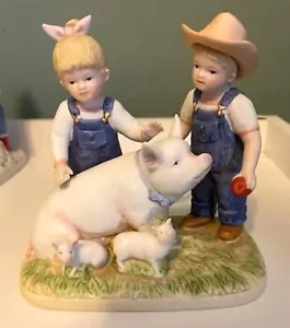 HOMCO Denim Days Figurine #8813 Prize Pig 1985 Home Interiors - Picture 1 of 4