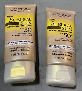 2er Pack Loreal Sublime Sun Advanced Sonnencreme LSF 30 und LSF 50 Lotion 3 Unzen NEU - Bild 1 von 3