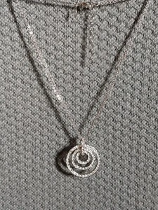 Nolan Miller Pave Kristall Halskette dreifacher Kreis Anhänger 3 Strang Kette 16 Zoll - Bild 1 von 6