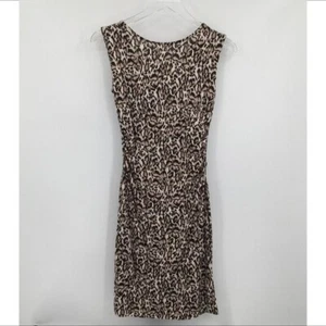 DVF Diane von Furstenberg Jolene Leopard Bark Small shift dress silk tan new 4 - Picture 1 of 6