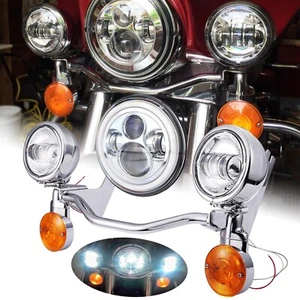 7" LED Headlight & Fog Passing Light Bar For Harley Electra Glide Ultra Classic - Picture 1 of 12