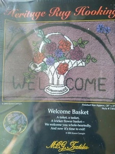 Heritage Rug Hooking Welcome Basket of Flowers 20" x 27" Latch Hook Kit #73012 - Picture 1 of 5
