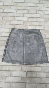 Grey Patent Plaid Mini Skirt Size XS - Picture 1 of 11