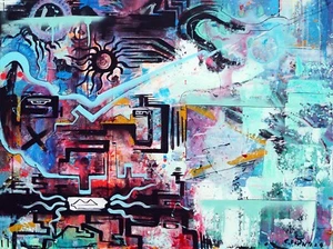 PINTURA abstracta C. FANTA ORIGINAL arte lienzo PINTURA arte acrílico imagen única - Imagen 1 de 7