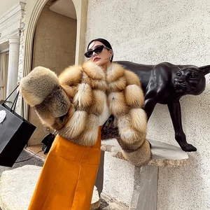 Luxury Women Winter Imported Golden Island Fox Fur Coat Genuine Fur short Jacket - Picture 1 of 7