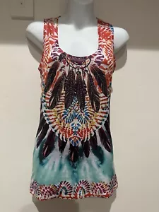 Worn Lightly Panhandle Slim Western Racerback TankTop Lace Back L Fits Like S - Picture 1 of 4