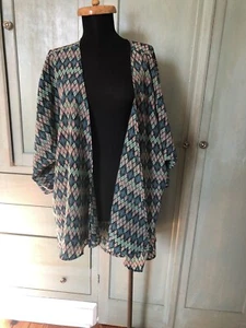 Lularoe Kimono offenes Oberteil einfach bequem Rauten Pint seidig RN 142161 - L - Bild 1 von 9