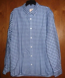 BROOKS BROTHERS 2-TONE BLUE CHECK OXFORD HEMD - HERREN XL - Bild 1 von 2