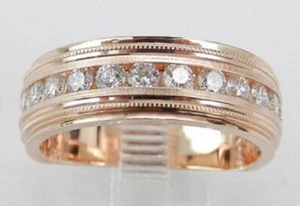 14K Rose Gold Plated 1.50CT Lab Created Diamond Men's Band Ring For Wedding Gift - Picture 1 of 3