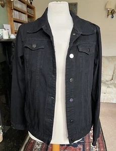 Black Denim Jacket Boohoo Blue Size 10 - Picture 1 of 8