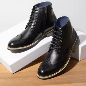 Botas de moto al tobillo clásicas con punta de ala y cremallera lateral para hombre 8-13 - Imagen 1 de 18