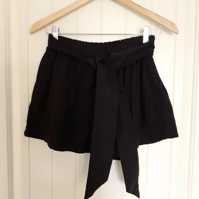 Something Navy Women's Tie Waist Shorts in Black Cotton Linen Size M - Image 1 of 4