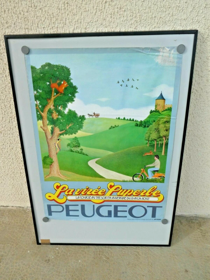Peugeot: La viree superbe. La Course au Tresor Auvergne. Motocyclette ,Affiche - Photo 1/2