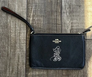 Coach x Disney Damen kleine schwarze Leder Handgelenktasche Minnie Mouse - Bild 1 von 6