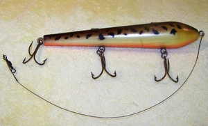 Vintage: Teddie's Lindy Little Joe, Muskie 8" Holz Angelköder, 3/3 Haken - Bild 1 von 6