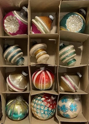 De Colección Brillante Brite OVNI Tops Doble Sangría Vidrio Mercurio 12 Adornos de Navidad, Caja Foto 1 de 4