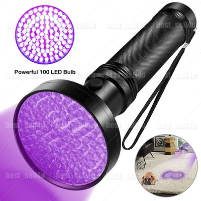 UV Taschenlampe Schwarzlicht 100 LED Taschenlicht 395nm Bernstein Handlampe DE - Bild 1 von 4