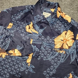 Mens Vintage Tori Richard Long Sleeve Floral Hawaiian Button Down Shirt Medium - Picture 1 of 8